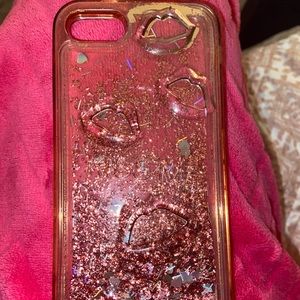 Pink Glitter 3D Bling Flowing Liquid Transparent IPhone 6s/7 Case